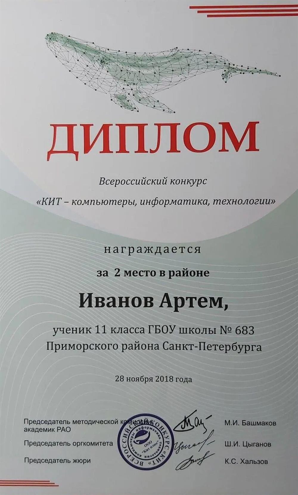 Всероссийский конкурс «КИТ», 2 место