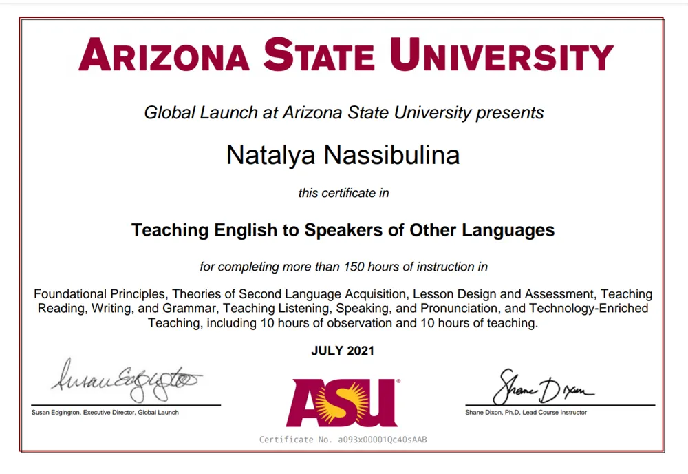 TESOL certificate