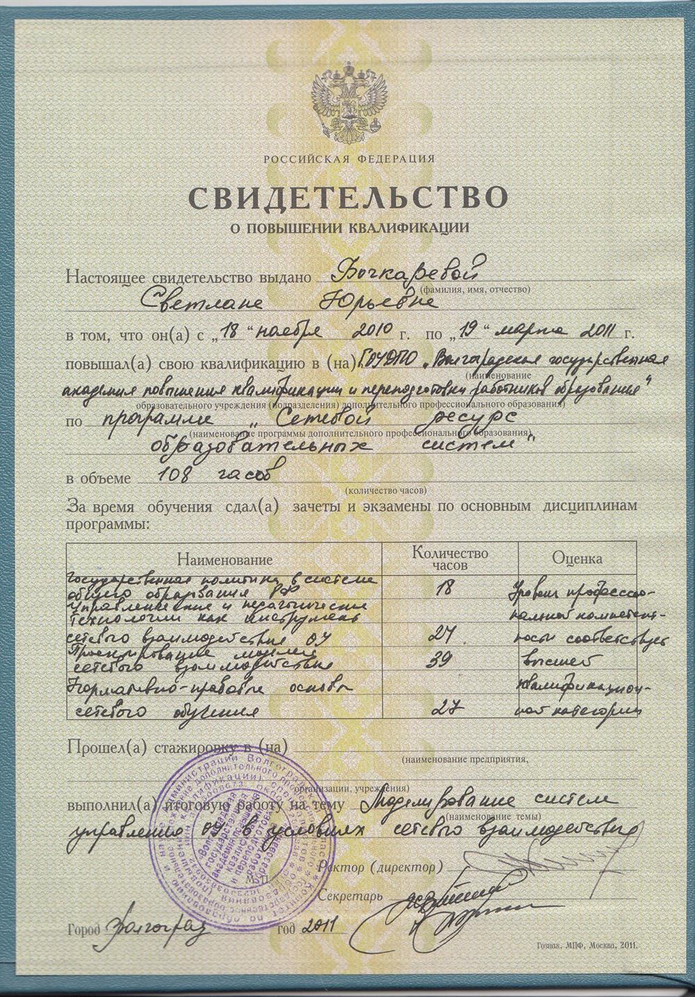 Свидетельство