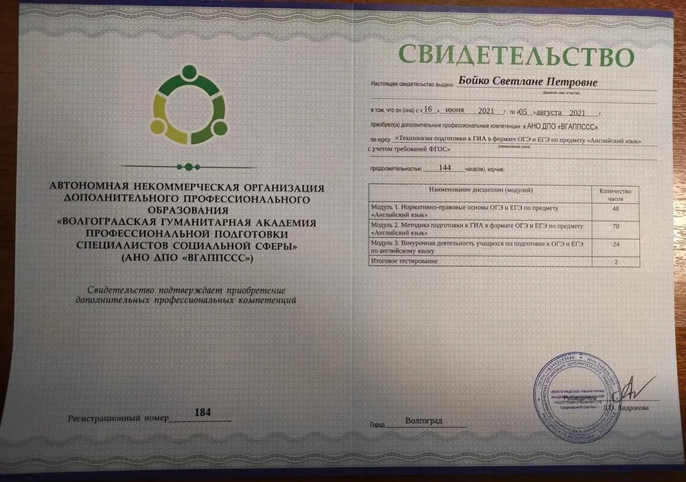 Свидетельство