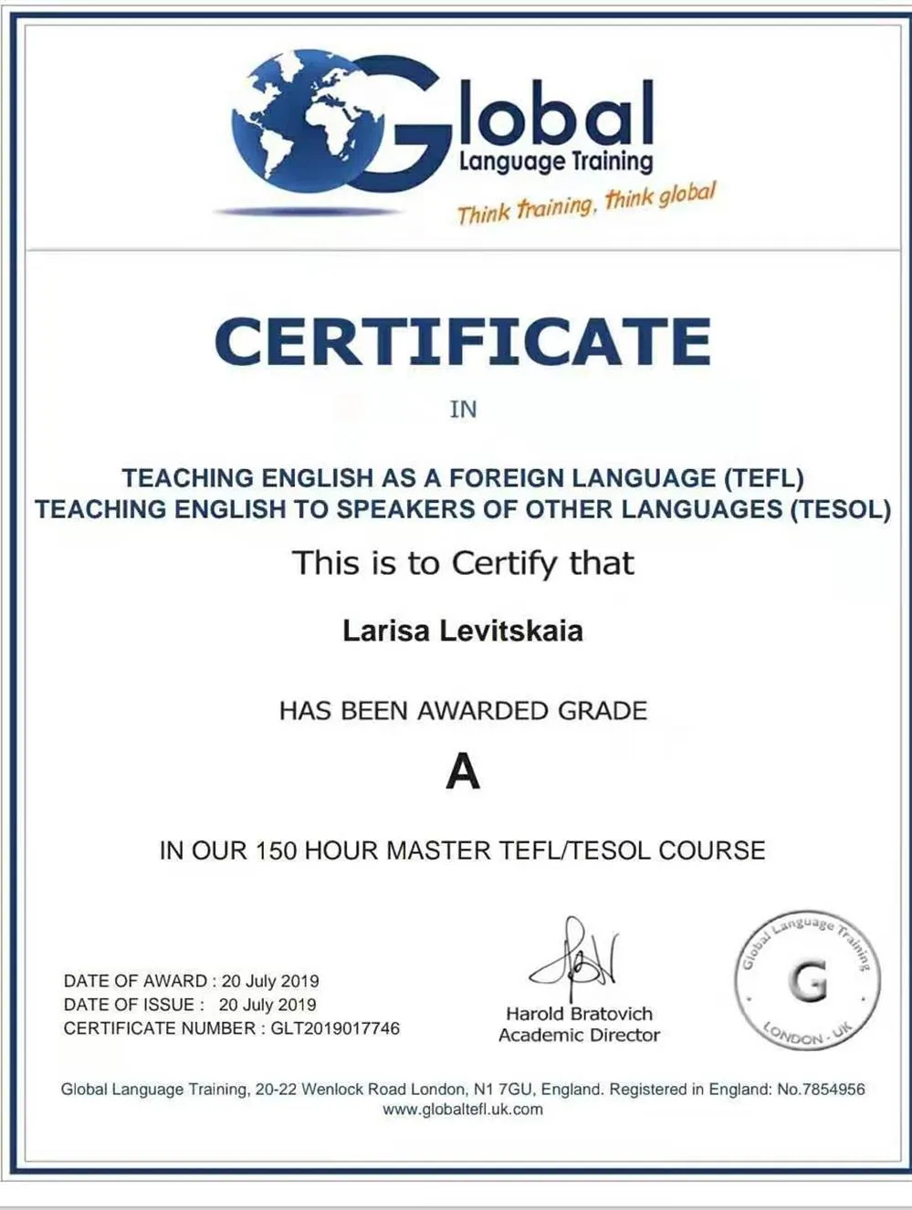 TEFL\TESOL certificate