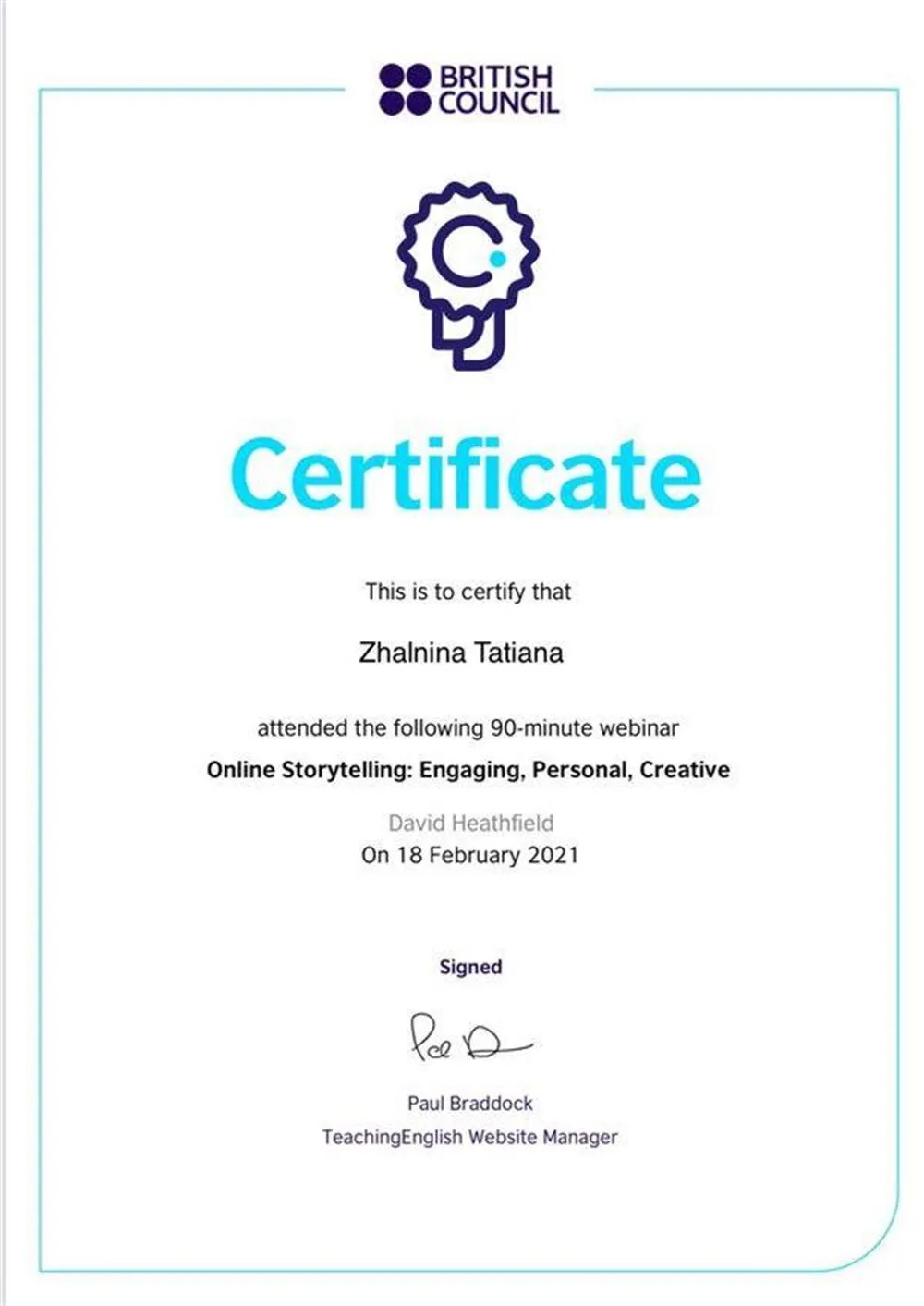 British Council: Online Storytelling