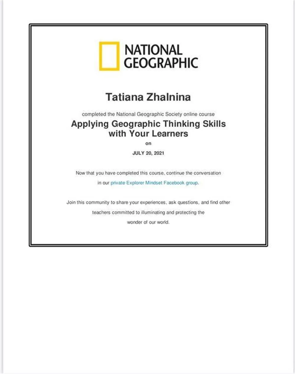 National Geographic: Applying Geographic Thinking Skills with Your Learners