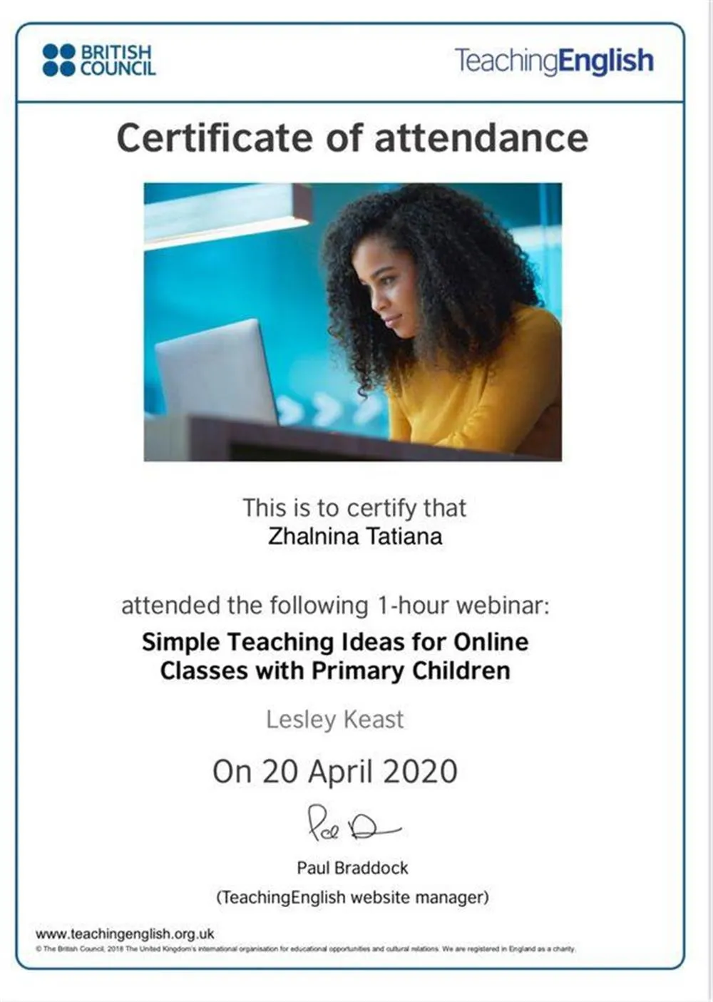 British Council: Simple Teaching Ideals for Online Classes with Primary Children