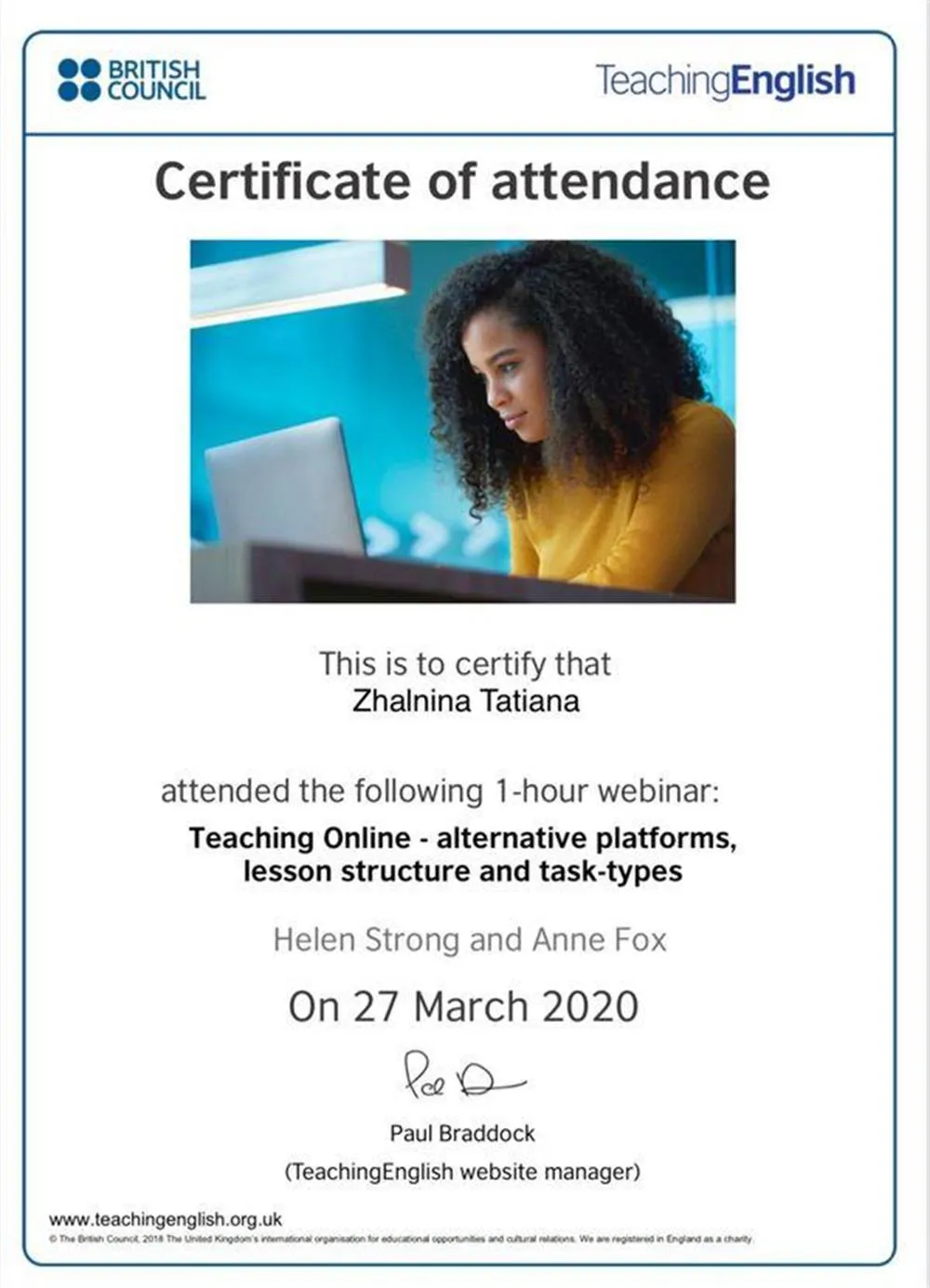 British Council: Alternative platforms, lesson structure and task-types