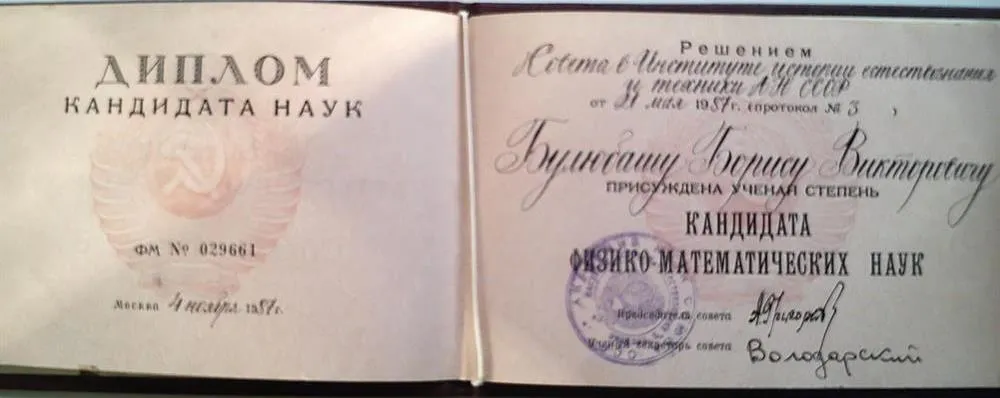 Диплом кандидата наук 