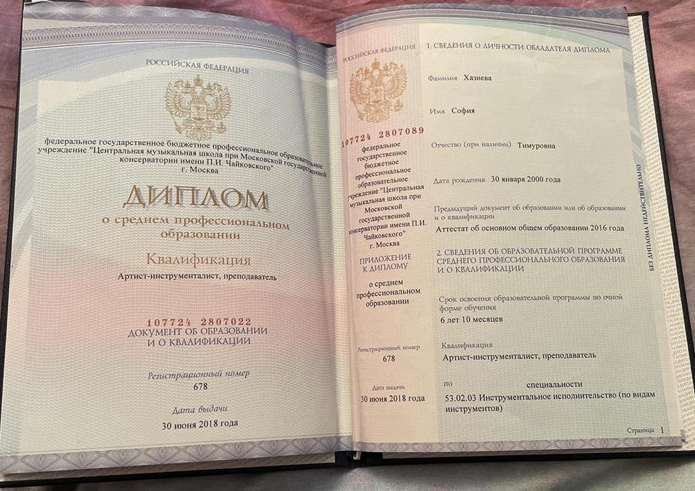 Диплом о среднем профессиональном образовании 