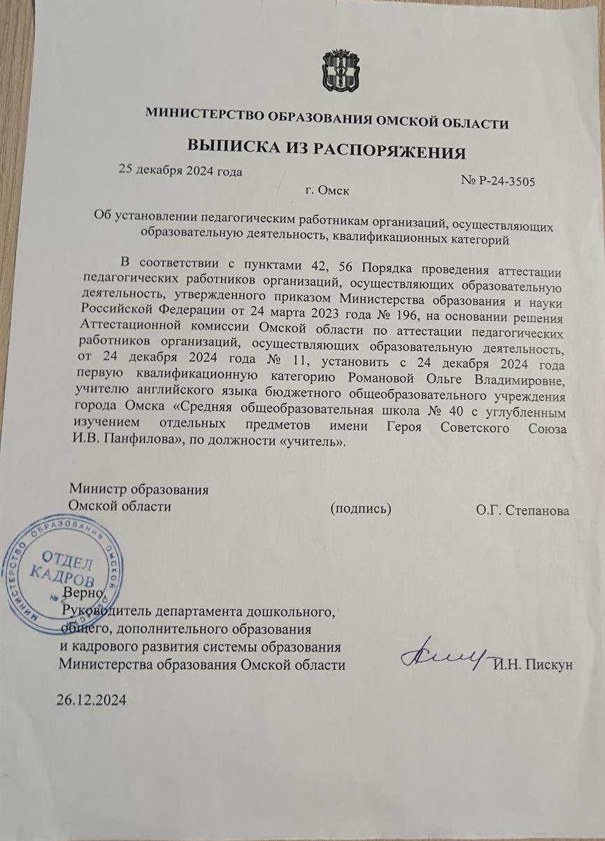 Лист аттестации
