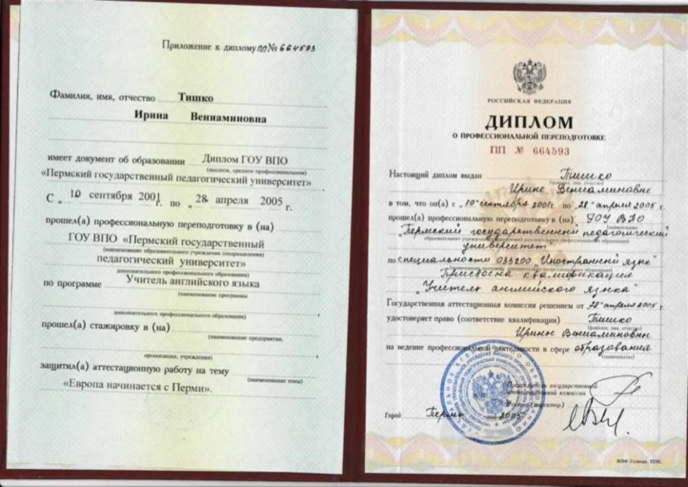 Диплом учитель английского языка