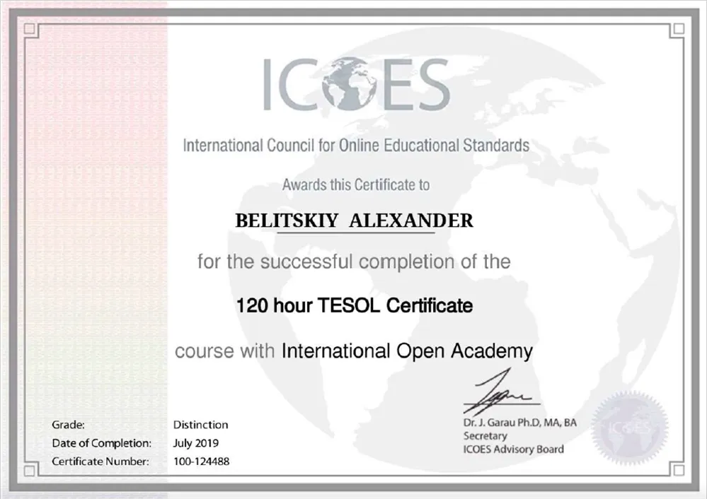 120 hour TESOL Certificate