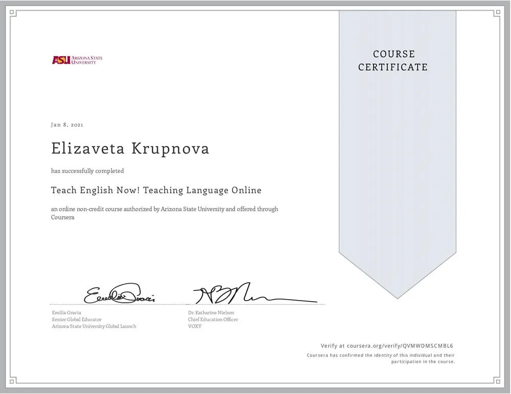 Teaching English online Certificate