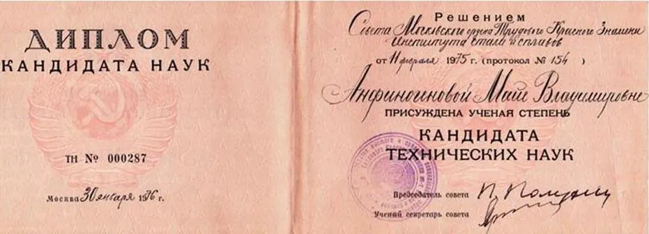 Диплом Кандидата Технических Наук
