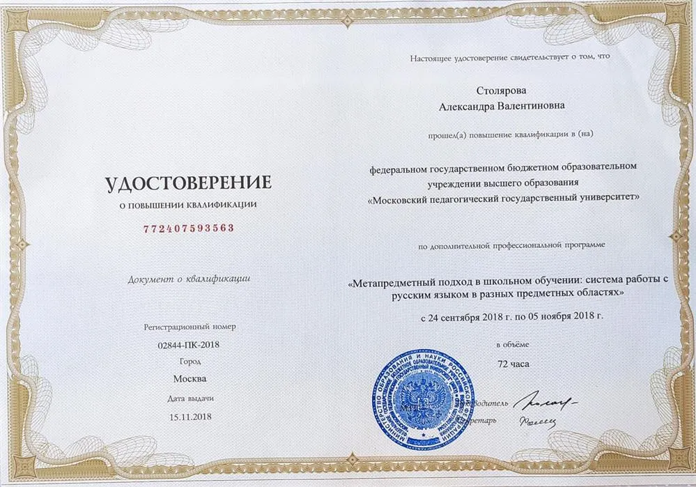 Метапредметный подход в обучении