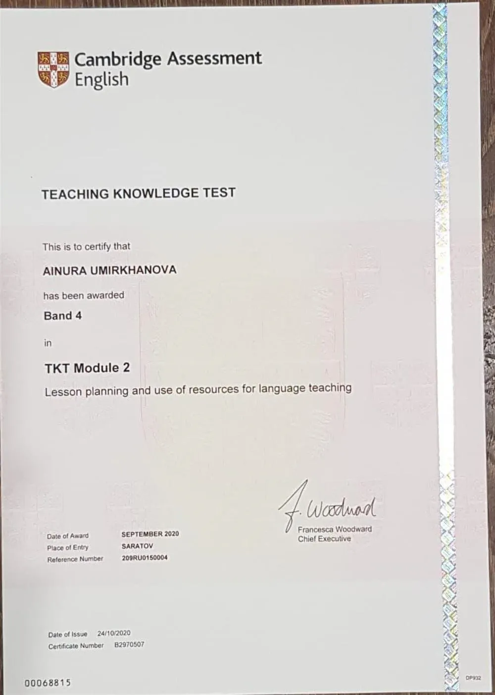 TKT Module 2 Certificate