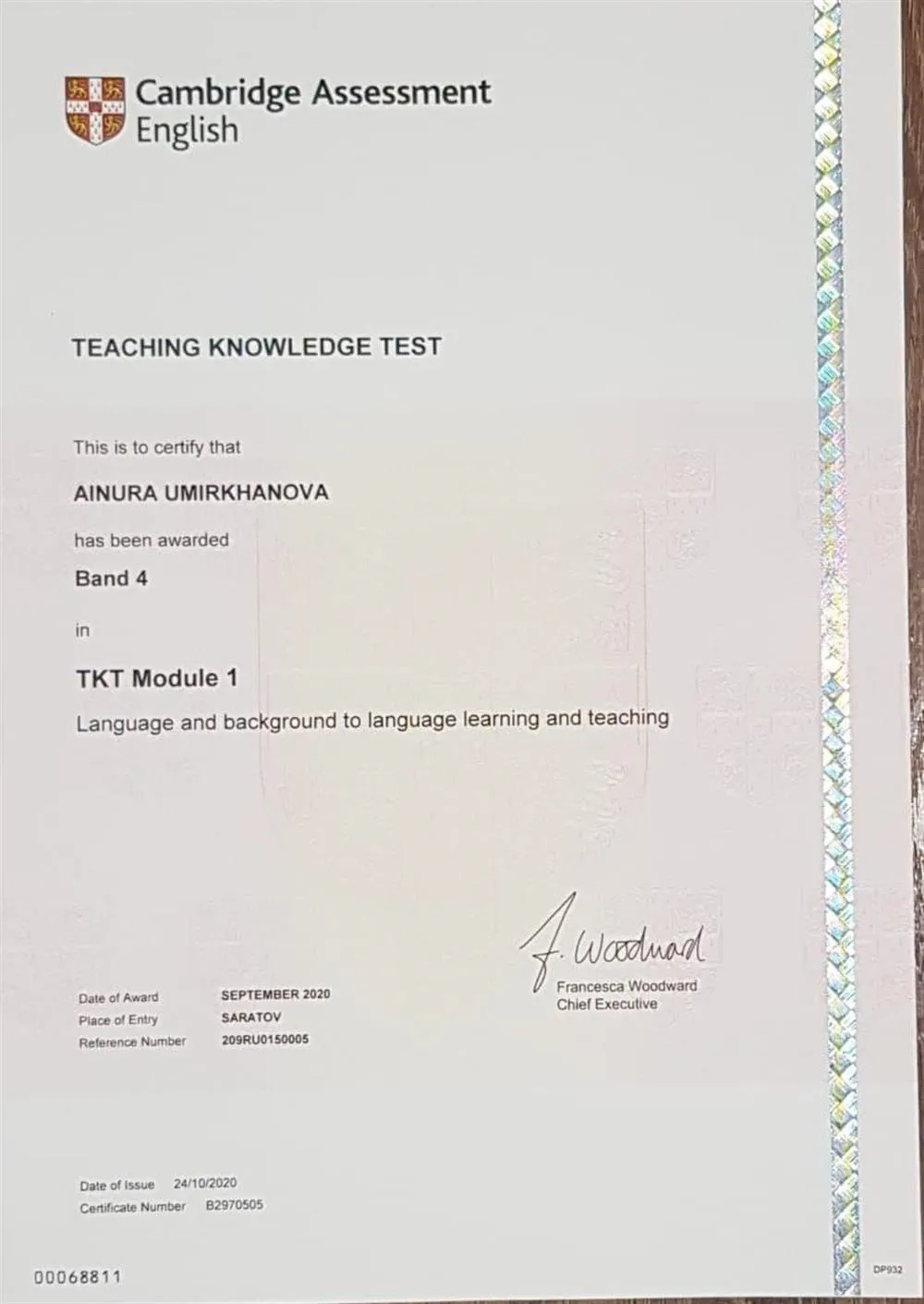 TKT Module 1 Certificate