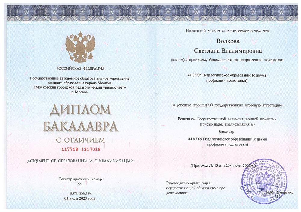Диплом бакалавриат 2023г.