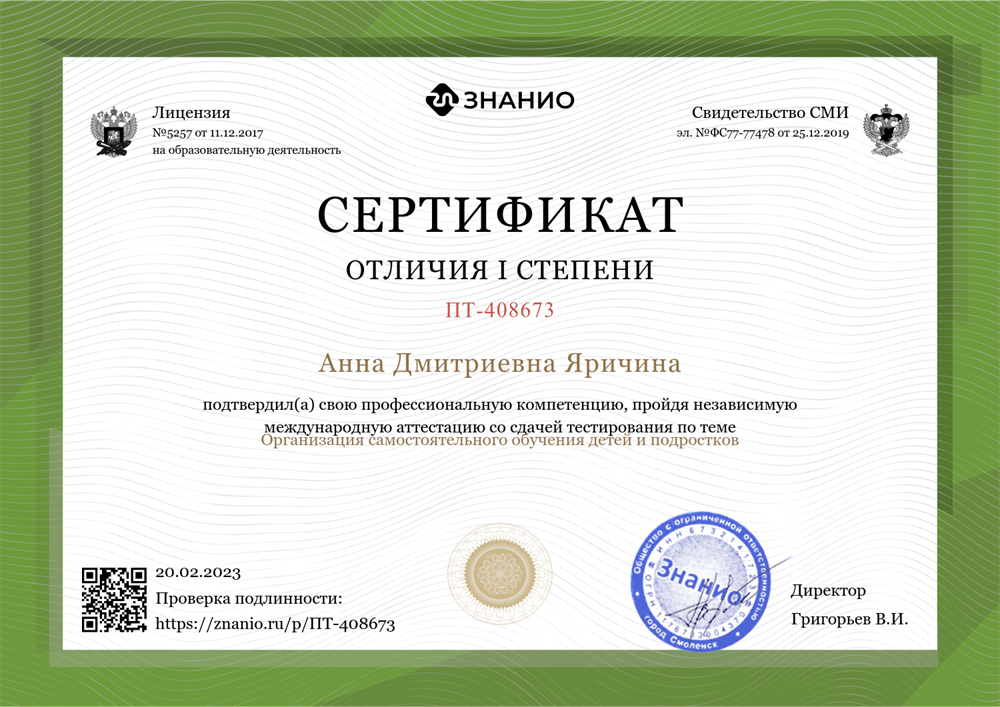 Организация самостоятельного обучения детей и подростков