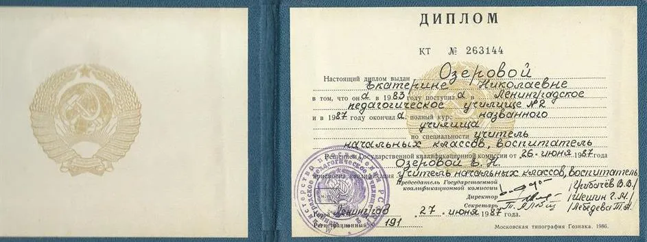 Диплом учителя начальных классов