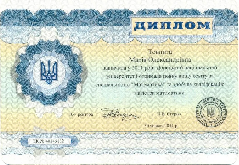 Диплом магистра математики