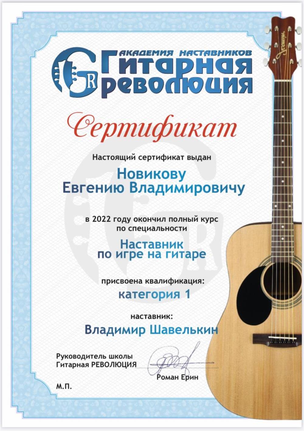 Сертификат прохождения курса «Академия наставников»