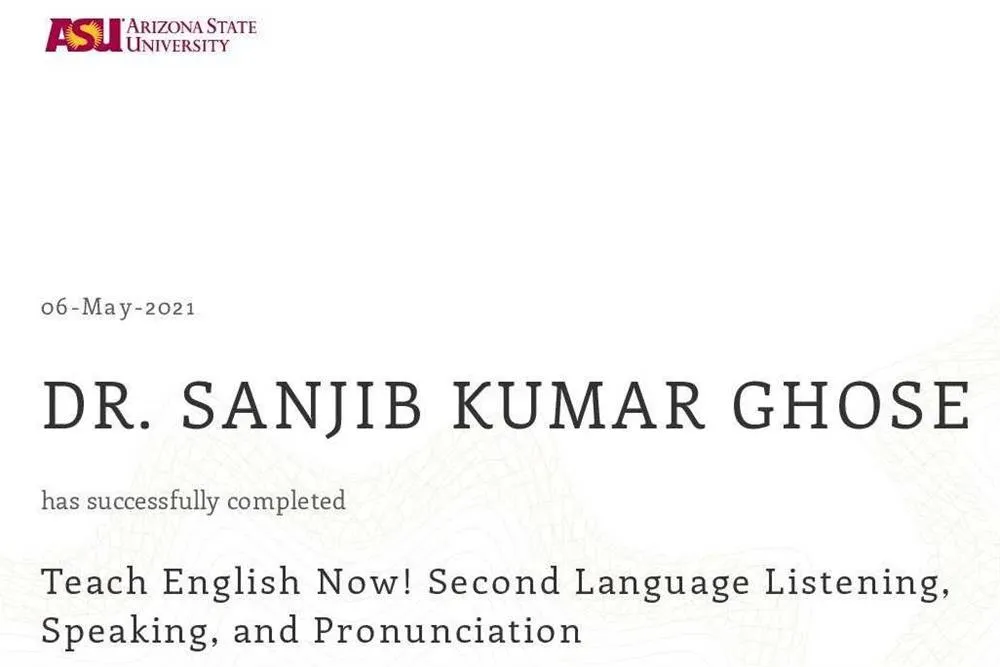 American Arizona State University teaching English Certificate