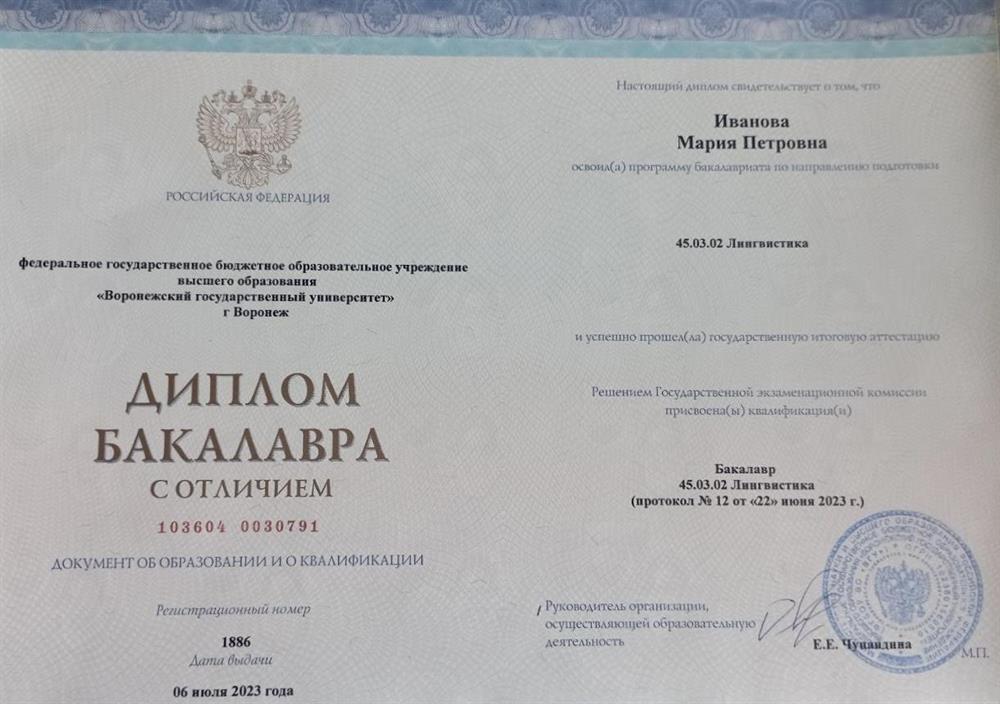 Диплом бакалавра 