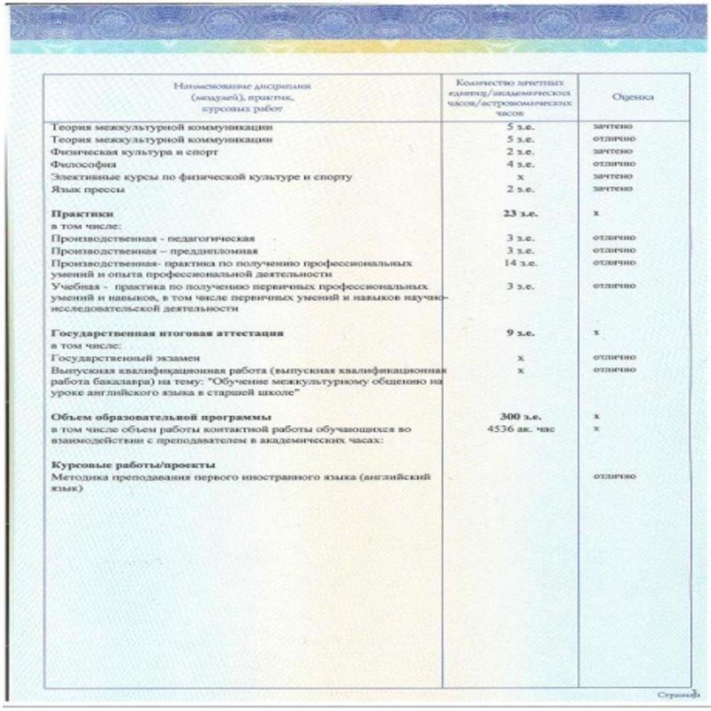 Диплом о высшем педагогическом  образовании