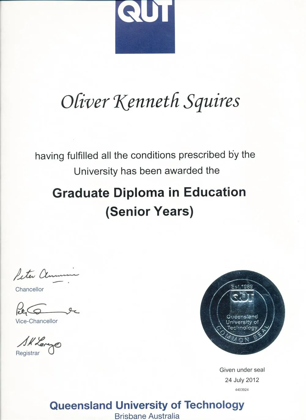 Graduate Diploma in Education (Senior Years)