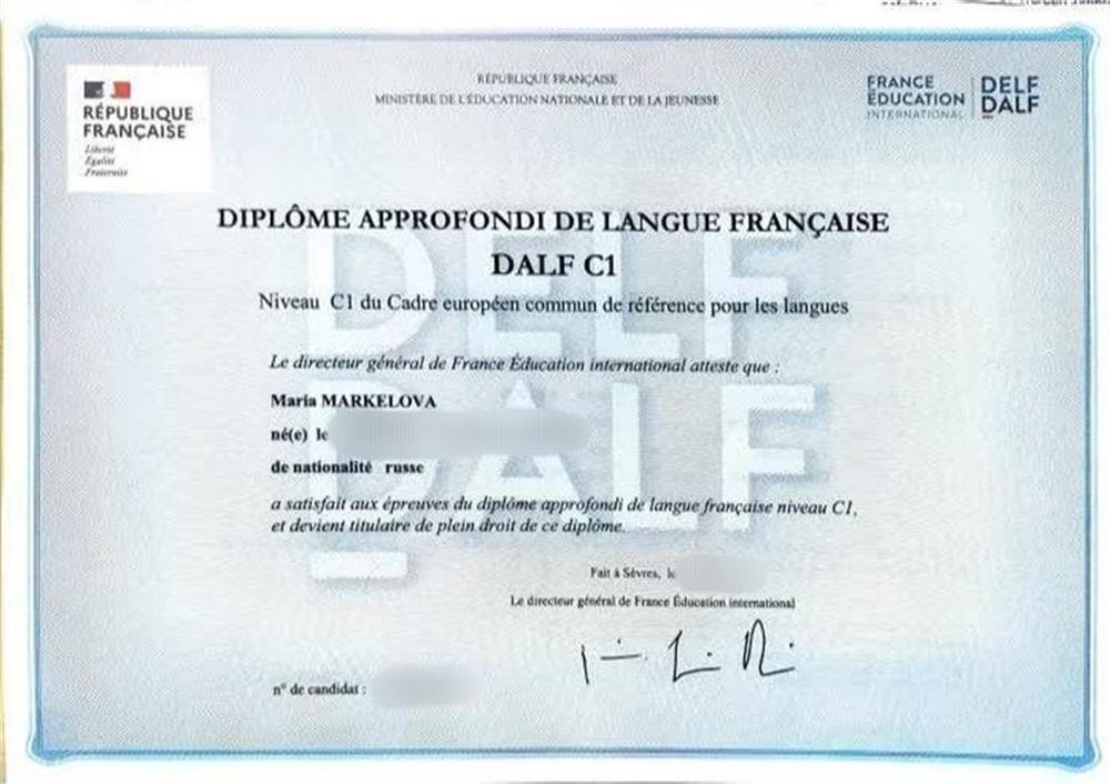 Диплом международного экзамена DALF C1. Французский 