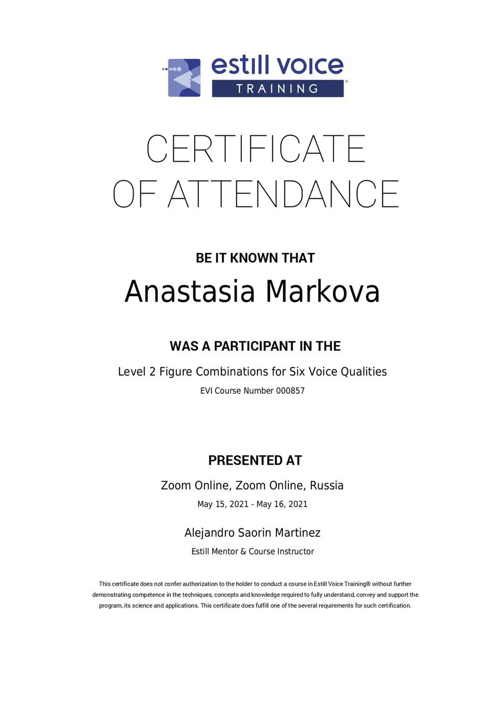 Estill Voice Training Level 2