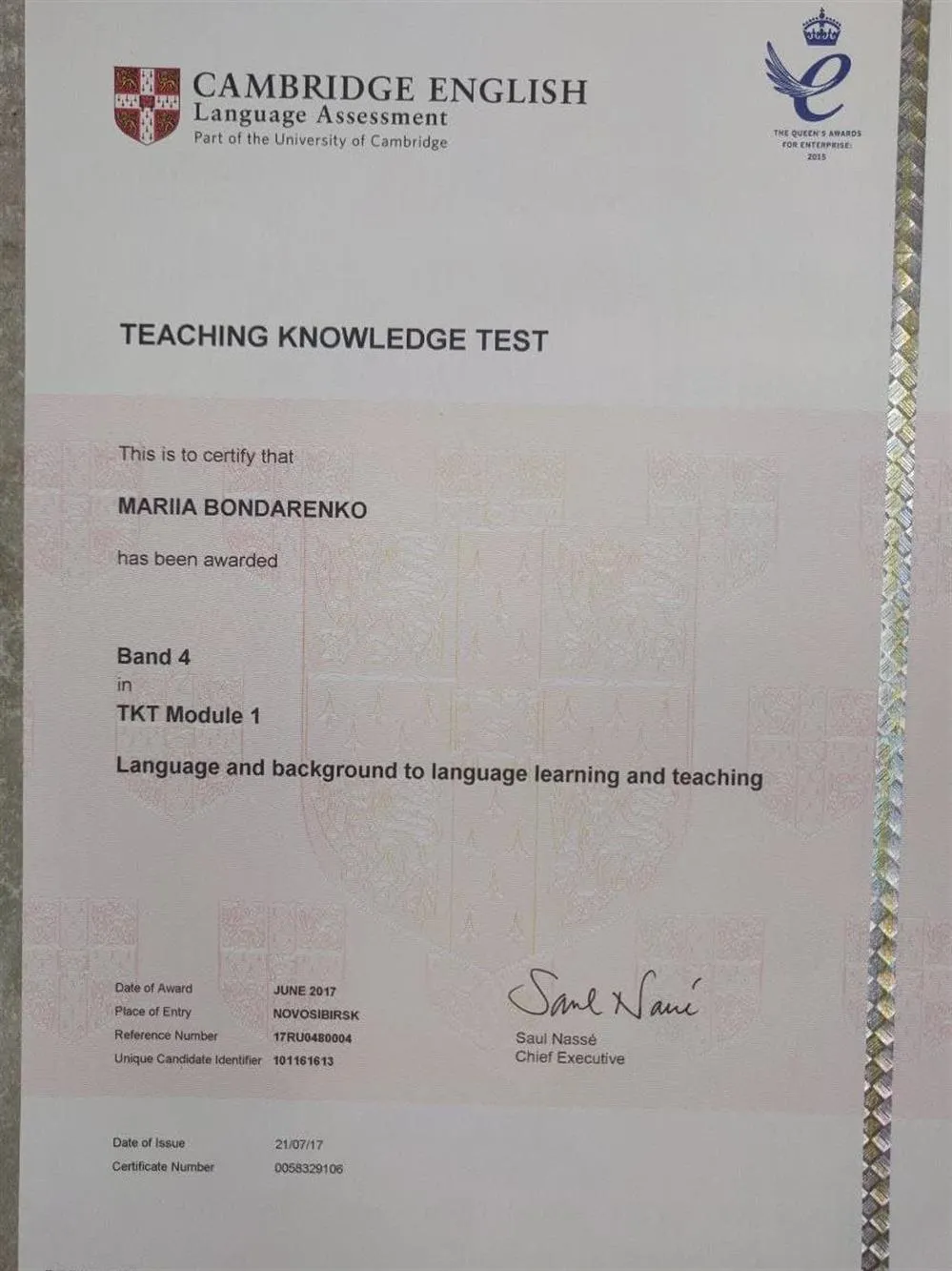 TKT, Module 1