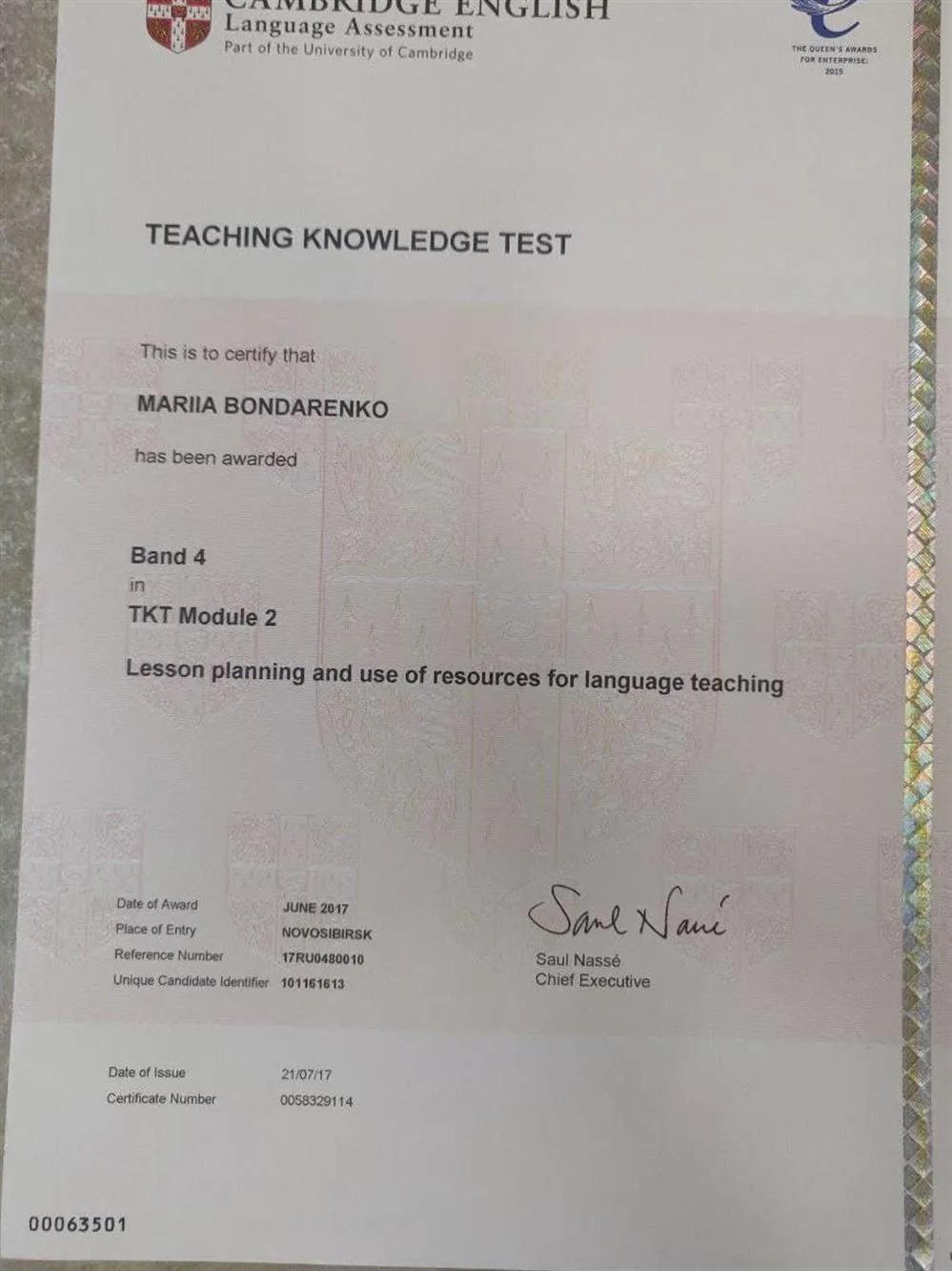 TKT, Module 2