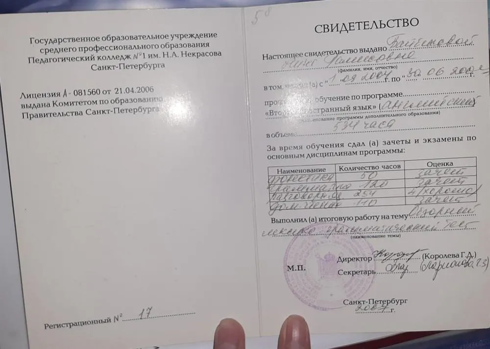 Вкладыш в диплом 