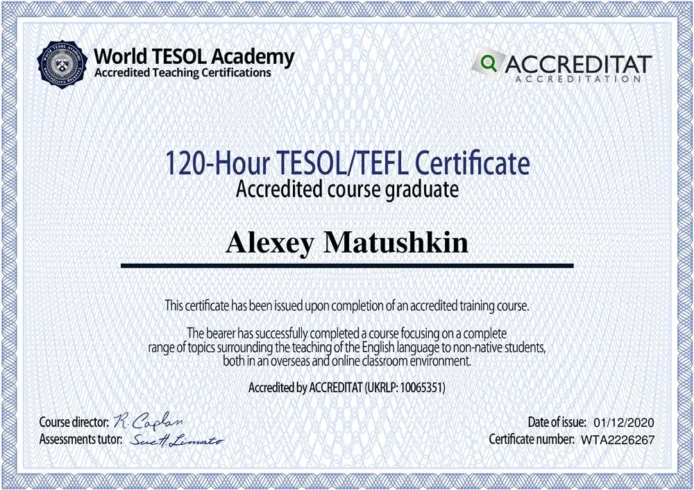 World TESOL Academy - TESOL / TEFL Certificate (Teaching English to non-native speakers overseas)