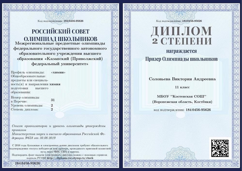 Диплом призера