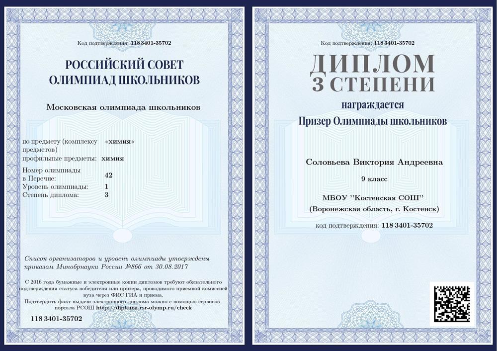 Диплом призера