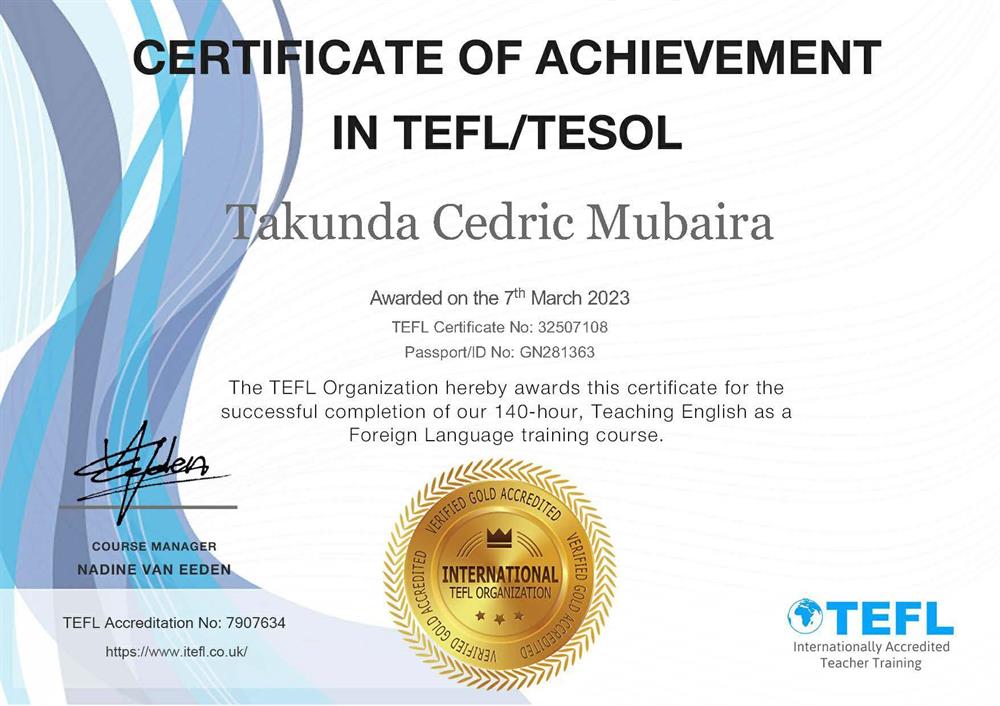 TESL Certificate 