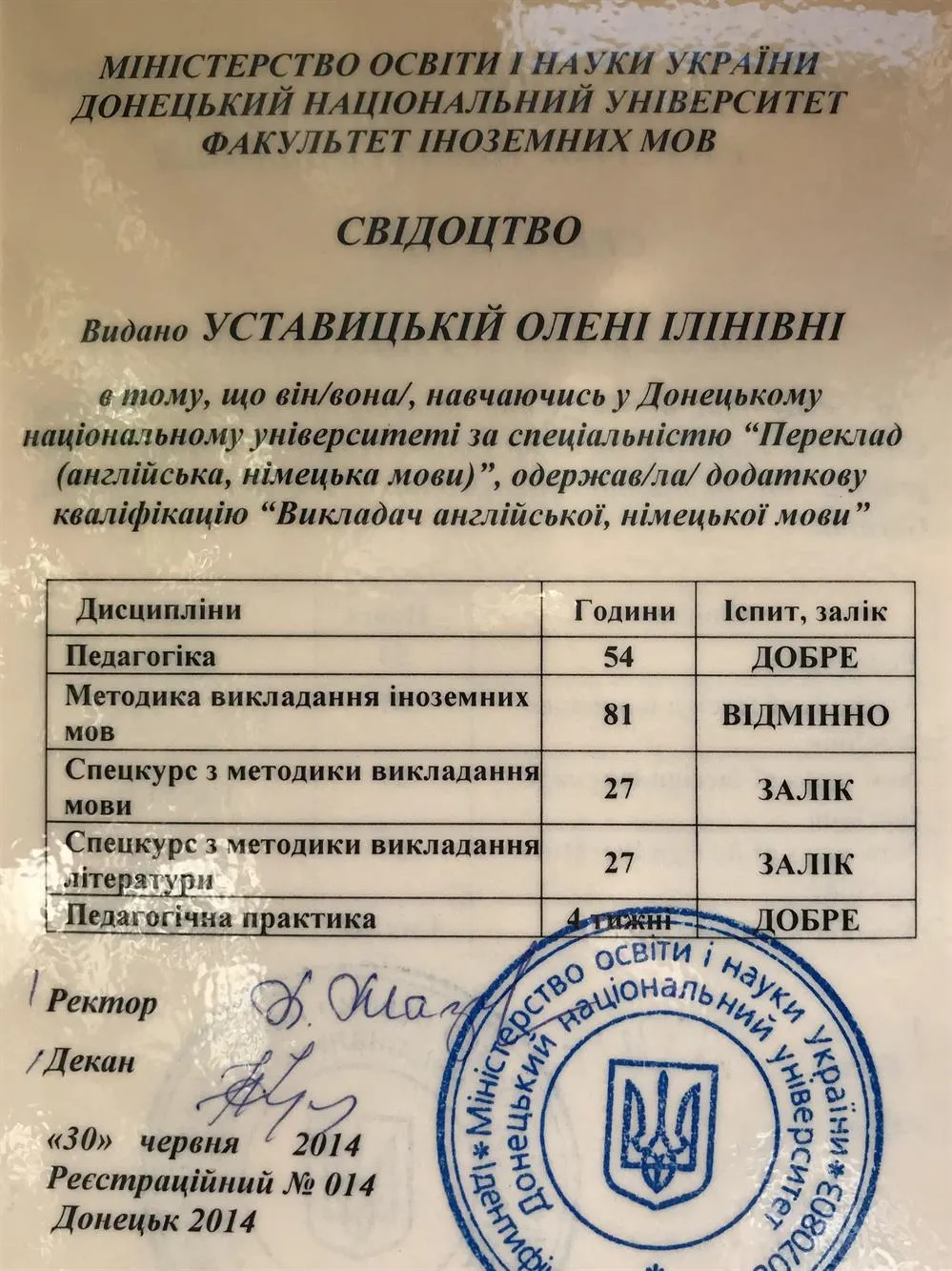 Свидетельство