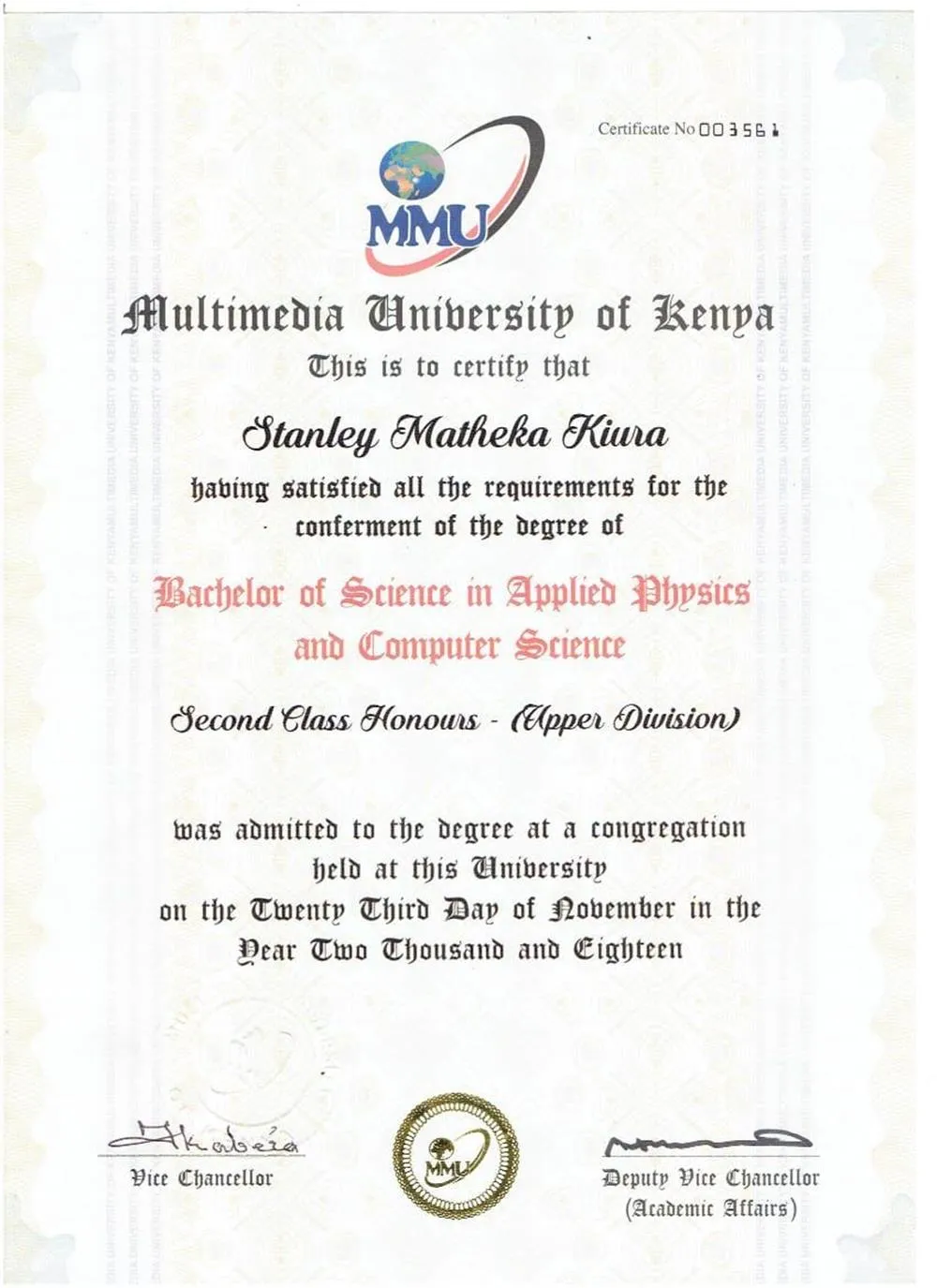 Degree Certificate 