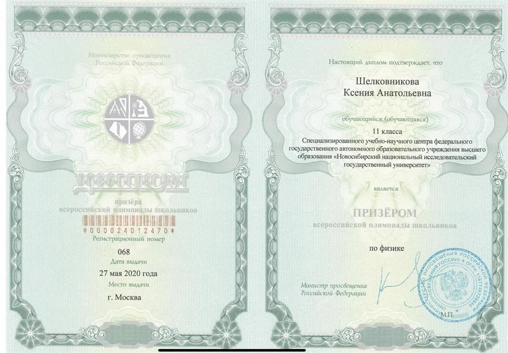 Диплом ВСОШ 