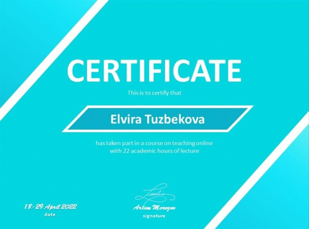 Сертификат. Teaching online