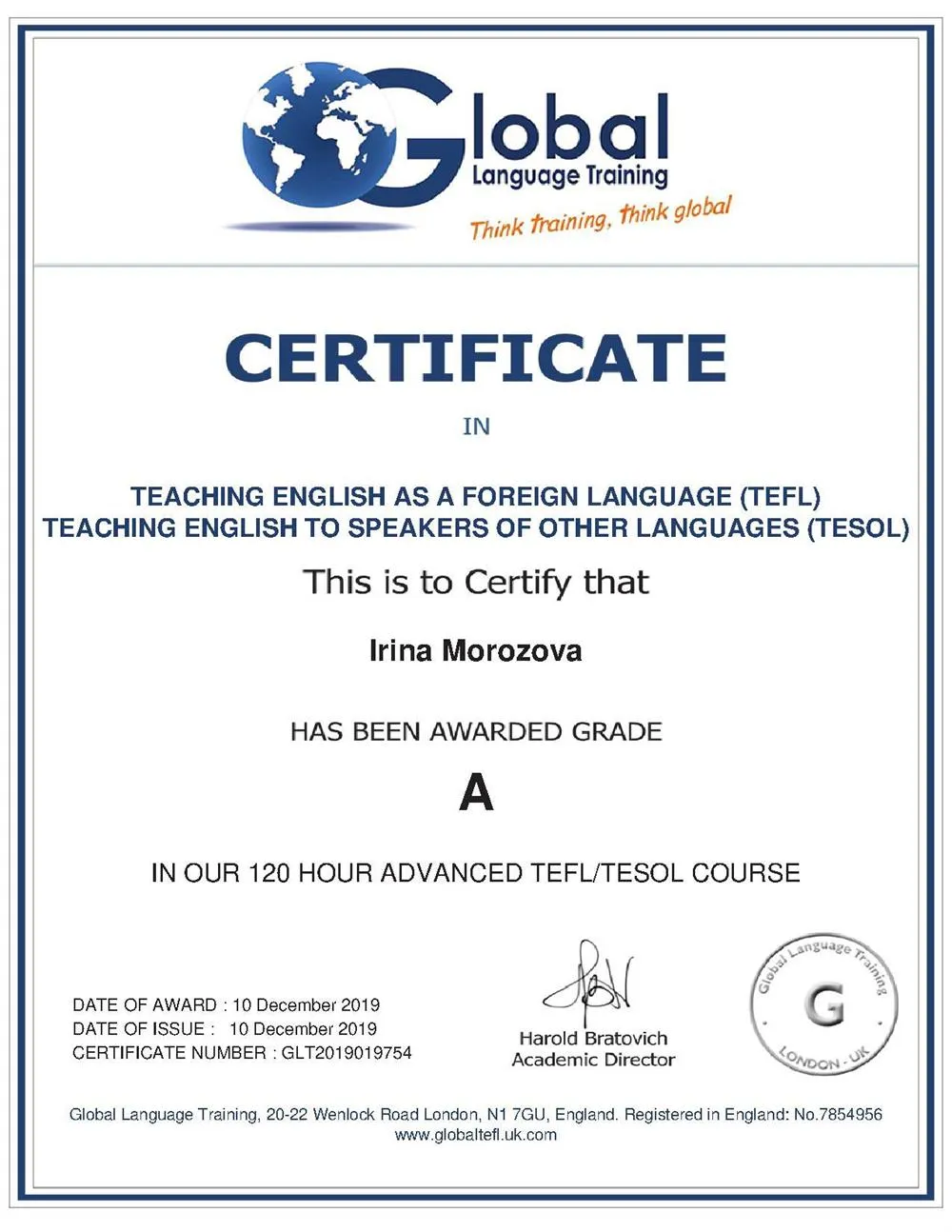 TEFL/TESOL certificate 