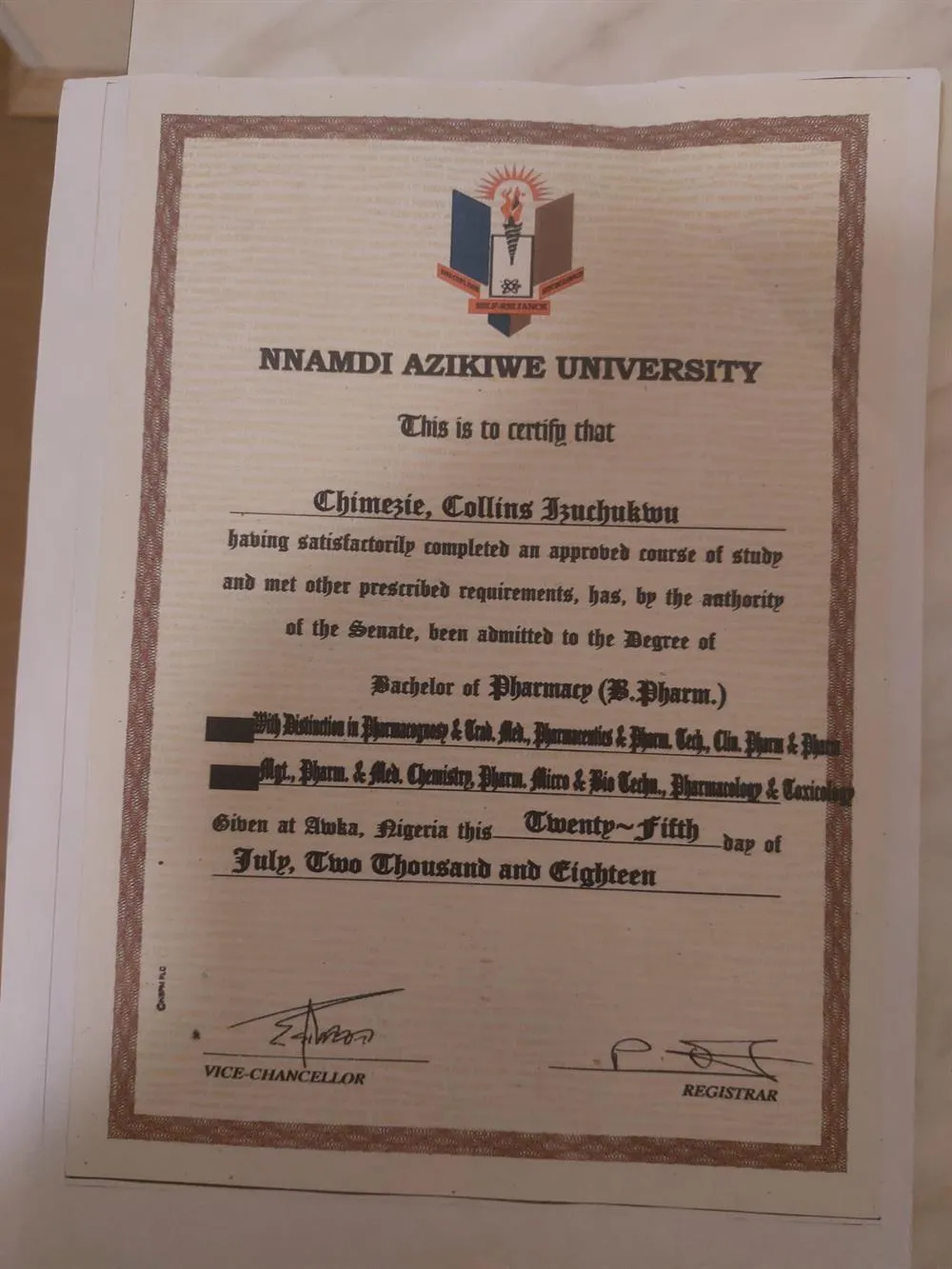 Degree Certificate