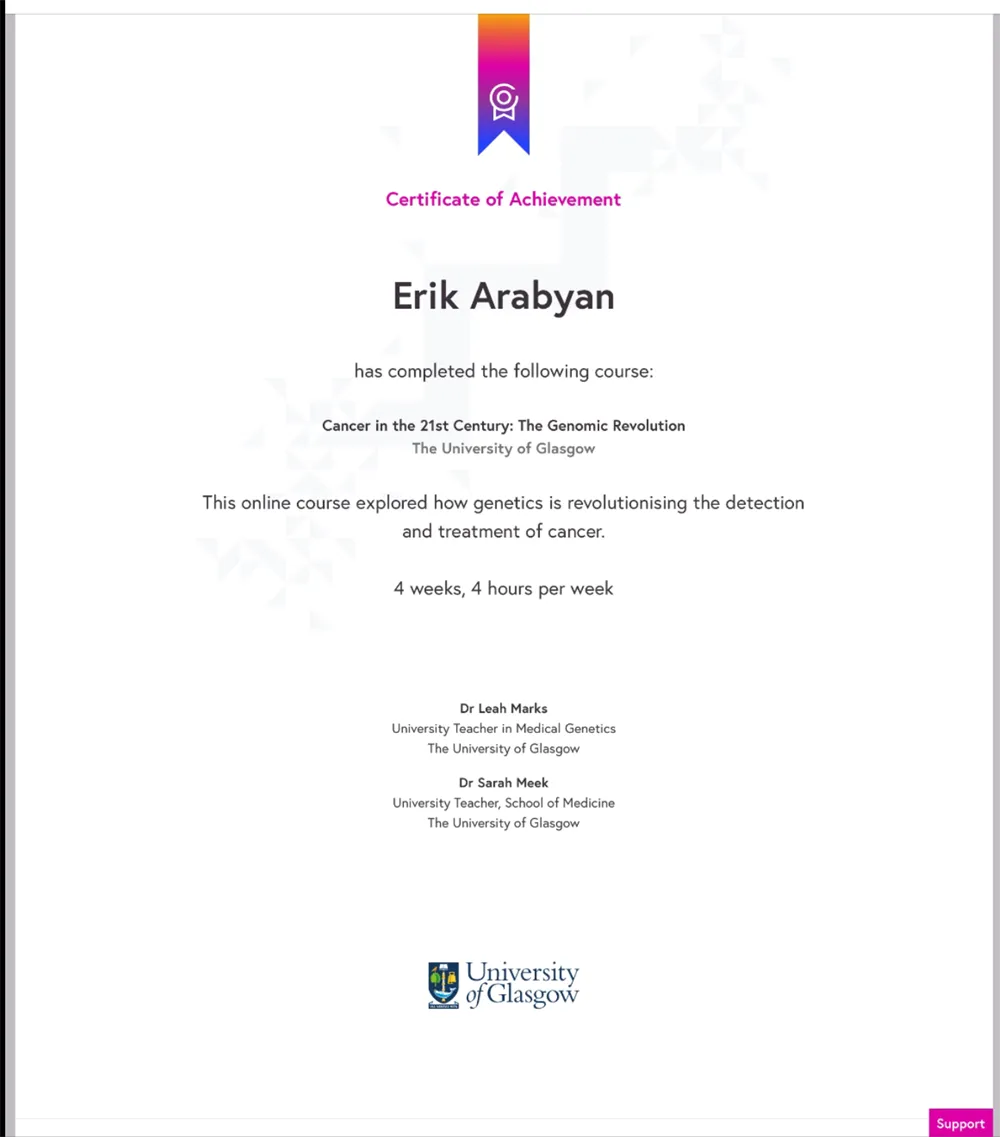 University of Glasgow. Certificate 