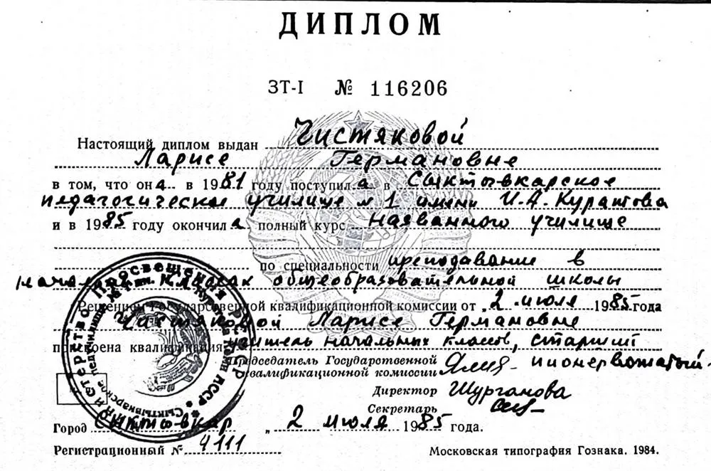Диплом о среднем специальном образовании