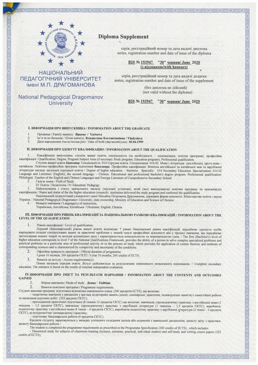 Диплом бакалавра