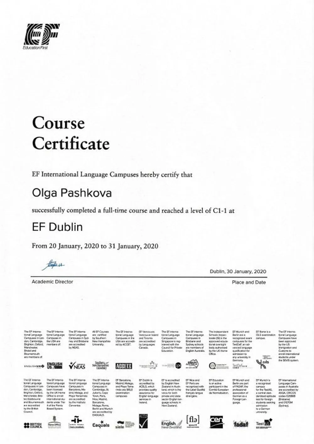Course Cerificate