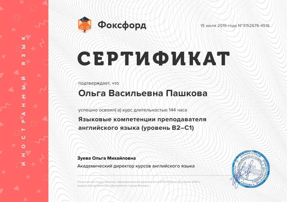 Языковые компетенции преподавателя английского языка 