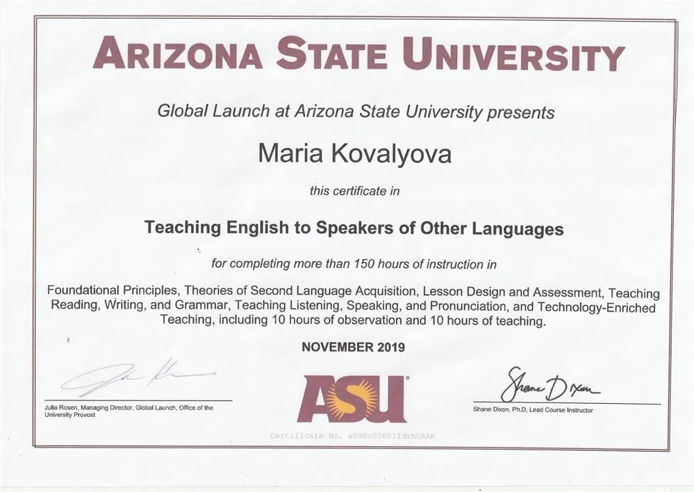 TESOL, 2019, Arizona State University