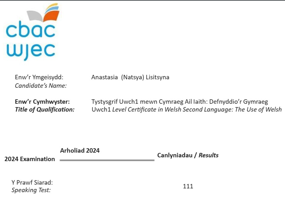 Сертификат CBAC / WJEC Uwch по валлийскому языку